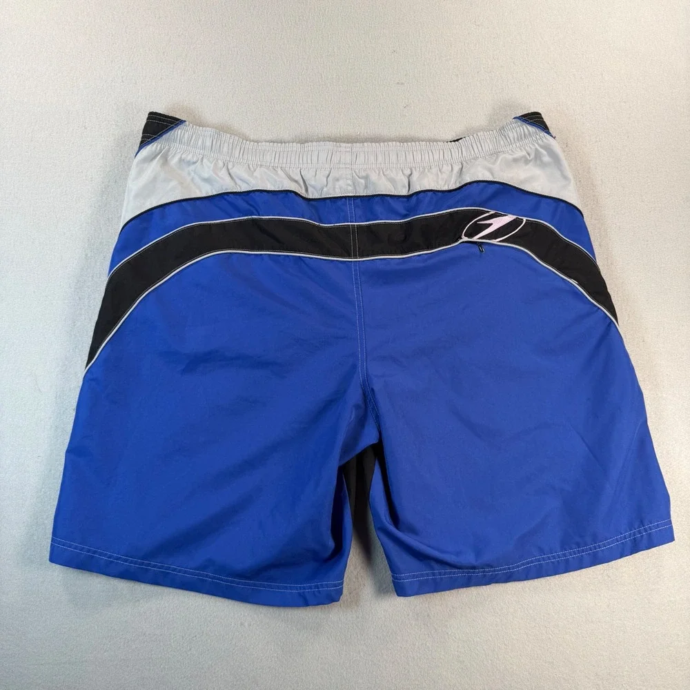 VTG Speedo Mens Swim Trunks Large Black Blue Colorblock Mesh Lined Large